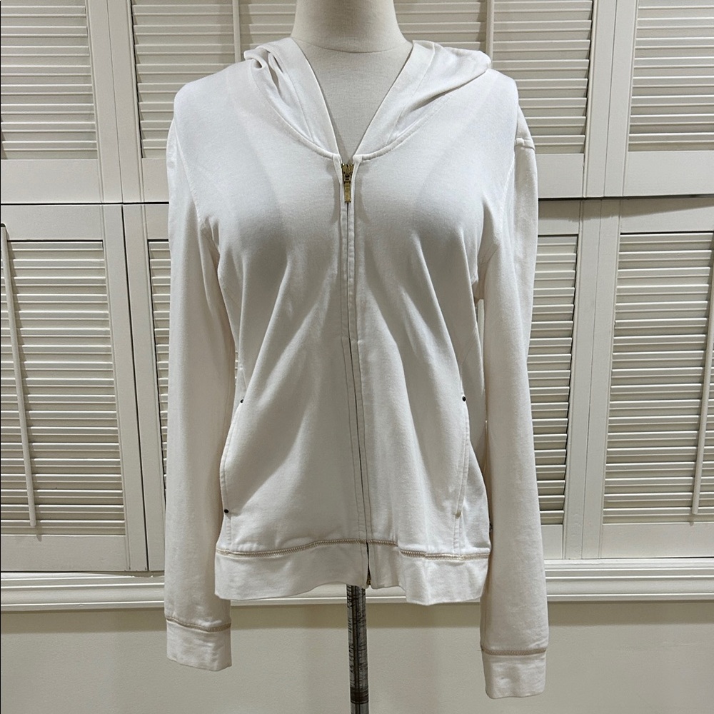 Zenergy By Chicos Women's White Zip-Up Hoodie